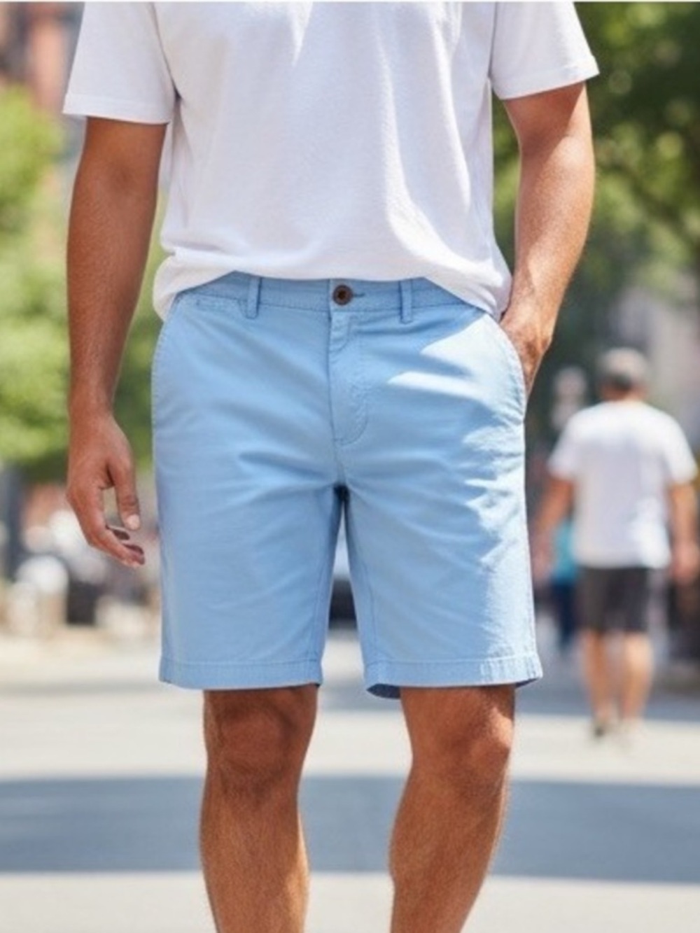 Cremieux Men's Light Blue 100% Cotton‎ Flat Front Summer Chino Shorts SZ 40